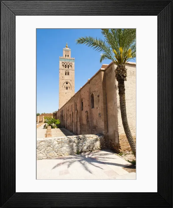 Framed Print : Katoubia Mosque and palm tree in Djemaa El Fna, the famous square in Marrakech, Morocco, North Africa, Africa Framed Print : Katoubia Mosque and palm tree in Djemaa El Fna, the famous square in Marrakech, Morocco, North Africa, Africa