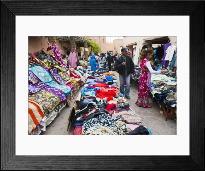 Framed Print : Clothes stalls in the souks of the old Medina of Marrakech, Morocco, North Africa, Africa Framed Print : Clothes stalls in the souks of the old Medina of Marrakech, Morocco, North Africa, Africa