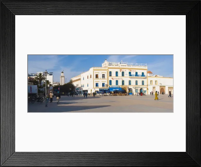 Framed Print : Panoramic photo of Moulay Assan Square, Essaouira, UNESCO World Heritage Site, on the coast of Morocco, North Africa, Africa Framed Print : Panoramic photo of Moulay Assan Square, Essaouira, UNESCO World Heritage Site, on the coast of Morocco, North Africa, Africa