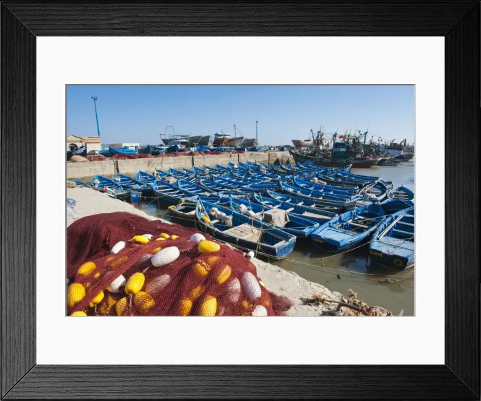 Framed Print : Blue fishing boats in Essaouira Port, formerly Mogador, Morocco, North Africa, Africa Framed Print : Blue fishing boats in Essaouira Port, formerly Mogador, Morocco, North Africa, Africa