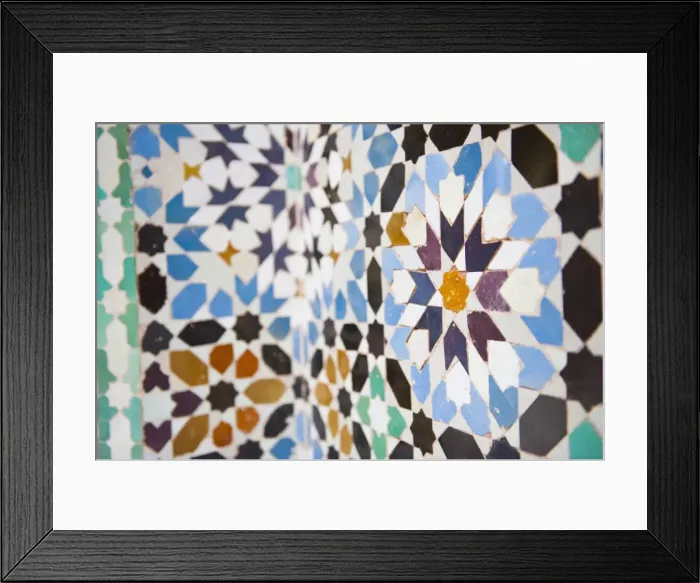 Framed Print : Colourful mosaic at Medersa Ben Youssef, the old Islamic school, Old Medina, Marrakech, Morocco, North Africa, Africa Framed Print : Colourful mosaic at Medersa Ben Youssef, the old Islamic school, Old Medina, Marrakech, Morocco, North Africa, Africa
