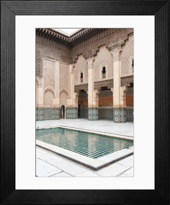 Framed Print : Medersa Ben Youssef central courtyard, the old Islamic school, Old Medina, Marrakech, Morocco, North Africa, Africa Framed Print : Medersa Ben Youssef central courtyard, the old Islamic school, Old Medina, Marrakech, Morocco, North Africa, Africa
