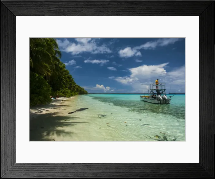 Framed Print : Little motor boat in the turquoise waters of the Ant Atoll, Pohnpei, Micronesia, Pacific Framed Print : Little motor boat in the turquoise waters of the Ant Atoll, Pohnpei, Micronesia, Pacific