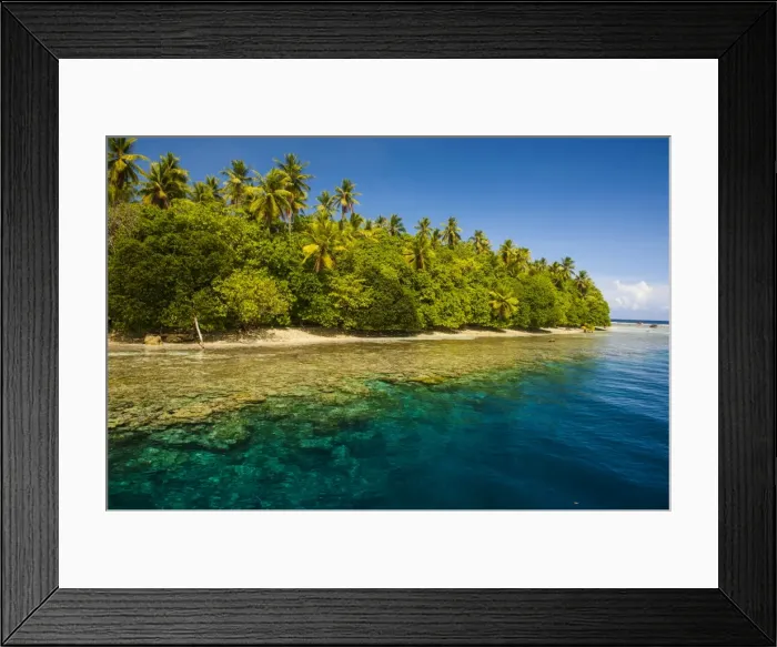Framed Print : Crystal clear water and an islet in the Ant Atoll, Pohnpei, Micronesia, Pacific Framed Print : Crystal clear water and an islet in the Ant Atoll, Pohnpei, Micronesia, Pacific