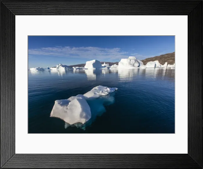 Framed Print : Grounded icebergs, Rode O (Red Island), Scoresbysund, Northeast Greenland, Polar Regions Framed Print : Grounded icebergs, Rode O (Red Island), Scoresbysund, Northeast Greenland, Polar Regions