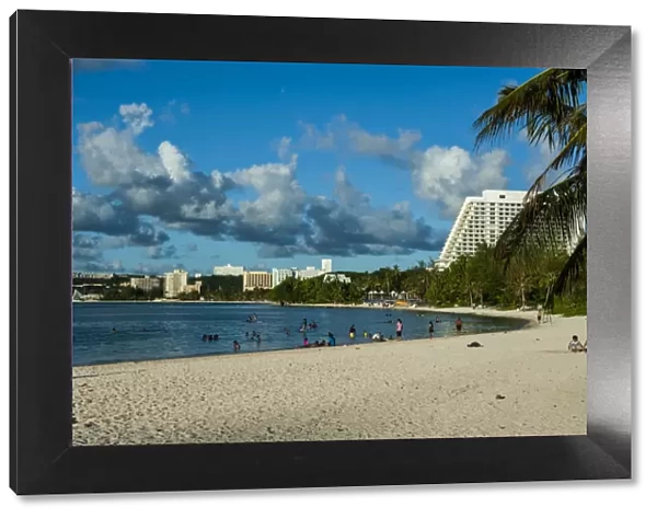 The Bay of Tamuning with its hotel resorts in Guam, US Territory, Central Pacific, Pacific