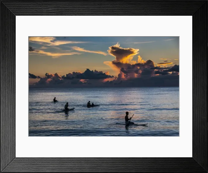Framed Print : Surfer at sunset in Guam, US Territory, Central Pacific, Pacific Framed Print : Surfer at sunset in Guam, US Territory, Central Pacific, Pacific