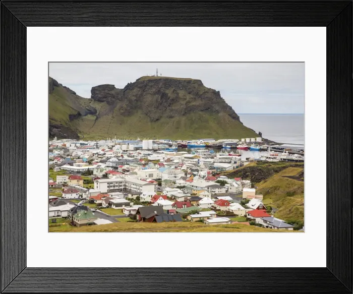 Framed Print : Overlooking the town of Heimaey from recent lava flow on Heimaey Island, Iceland, Polar Regions Framed Print : Overlooking the town of Heimaey from recent lava flow on Heimaey Island, Iceland, Polar Regions