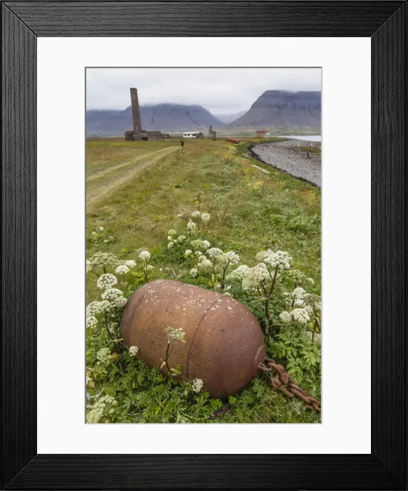 Framed Print : Abandoned whale shore processing station, Talknafjorour, Iceland, Polar Regions Framed Print : Abandoned whale shore processing station, Talknafjorour, Iceland, Polar Regions