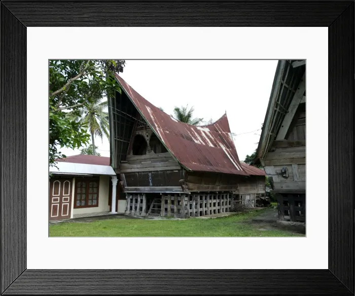 Framed Print : Batak Toba tribal rural village houses with contemporary extensions on Samosir Island in Lake Toba, Sumatra, Indonesia, Southeast Asia, Asia Framed Print : Batak Toba tribal rural village houses with contemporary extensions on Samosir Island in Lake Toba, Sumatra, Indonesia, Southeast Asia, Asia