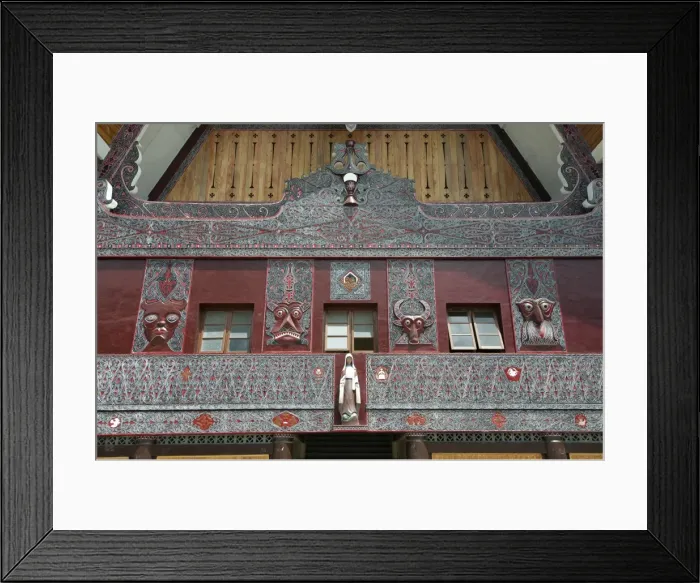 Framed Print : Ornate traditional Batak painted carvings on large Batak style Catholic church, Pangururan, Samosir Island, Sumatra, Indonesia, Southeast Asia, Asia Framed Print : Ornate traditional Batak painted carvings on large Batak style Catholic church, Pangururan, Samosir Island, Sumatra, Indonesia, Southeast Asia, Asia