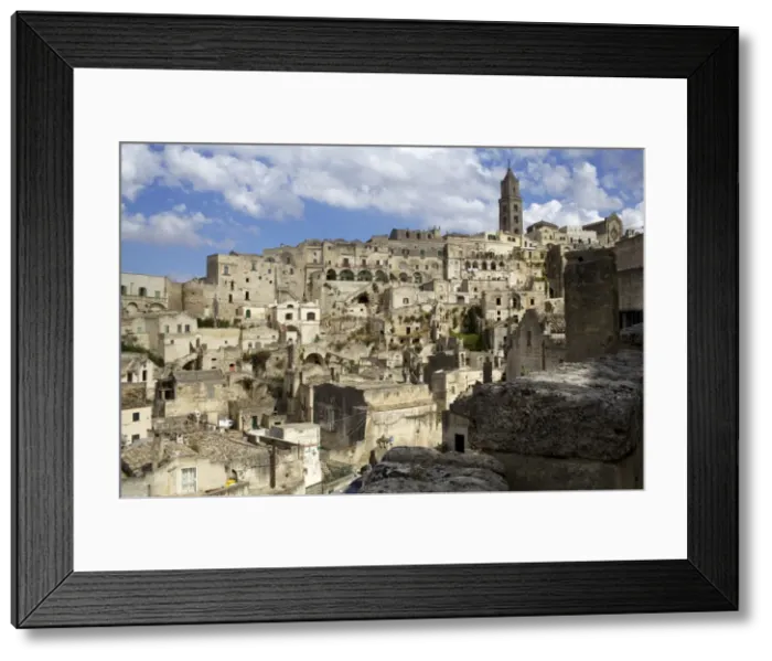 Framed Print : View of the Duomo and the Sassi of Matera, from the cliffside, Basilicata, Italy, Europe Framed Print : View of the Duomo and the Sassi of Matera, from the cliffside, Basilicata, Italy, Europe