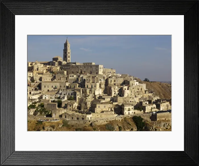 Framed Print : View of the Duomo and the Sassi of Matera, from the cliffside, Matera, Basilicata, Italy, Europe Framed Print : View of the Duomo and the Sassi of Matera, from the cliffside, Matera, Basilicata, Italy, Europe