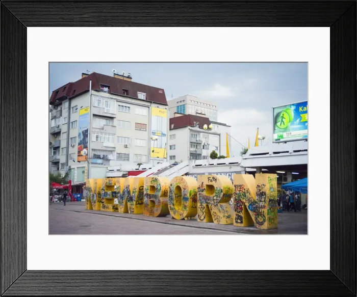 Framed Print : Newborn monument, Pristina, Kosovo, Europe Framed Print : Newborn monument, Pristina, Kosovo, Europe