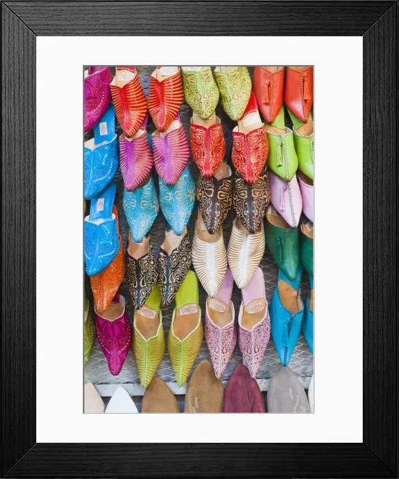 Framed Print : Colourful babouche for sale in thesouks in the old Medina, Place Djemaa El Fna, Marrakech, Morocco, North Africa, Africa Framed Print : Colourful babouche for sale in thesouks in the old Medina, Place Djemaa El Fna, Marrakech, Morocco, North Africa, Africa
