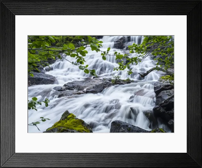 Framed Print : Slow shutter speed to create silky waterfall, Hellemoboten, Norway, Scandinavia, Europe Framed Print : Slow shutter speed to create silky waterfall, Hellemoboten, Norway, Scandinavia, Europe