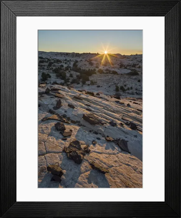 Framed Print : Sunrise above Navajo sandstone and lava chunks, Grand Staircase-Escalante National Monument, Utah, United States of America, North America Framed Print : Sunrise above Navajo sandstone and lava chunks, Grand Staircase-Escalante National Monument, Utah, United States of America, North America