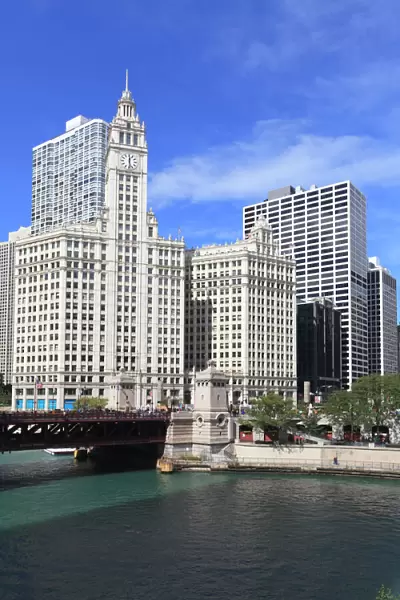 The Wrigley Building and Chicago River, Chicago, Illinois, United States of America, North America