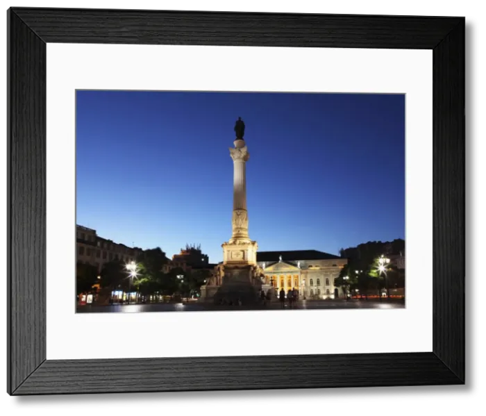 Framed Print : Statue of Portugals King Dom Pedro IV, Dona Maria II national theatre at night, Rossio Square, Baixa district, Lisbon, Portugal, Europe Framed Print : Statue of Portugals King Dom Pedro IV, Dona Maria II national theatre at night, Rossio Square, Baixa district, Lisbon, Portugal, Europe