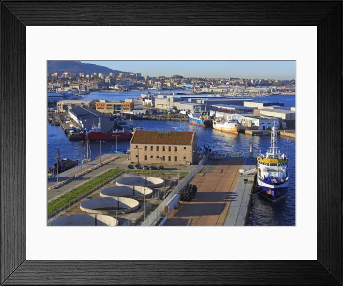 Framed Print : Fishing boats in Vigo Port, Galicia, Spain, Europe Framed Print : Fishing boats in Vigo Port, Galicia, Spain, Europe