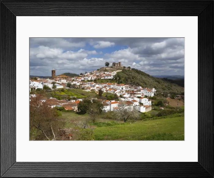 Framed Print : White pueblo and 13th century castillo, Cortegana, Parque Natural Sierra de Aracena y picos de Aroche, Huelva, Andalucia, Spain, Europe Framed Print : White pueblo and 13th century castillo, Cortegana, Parque Natural Sierra de Aracena y picos de Aroche, Huelva, Andalucia, Spain, Europe