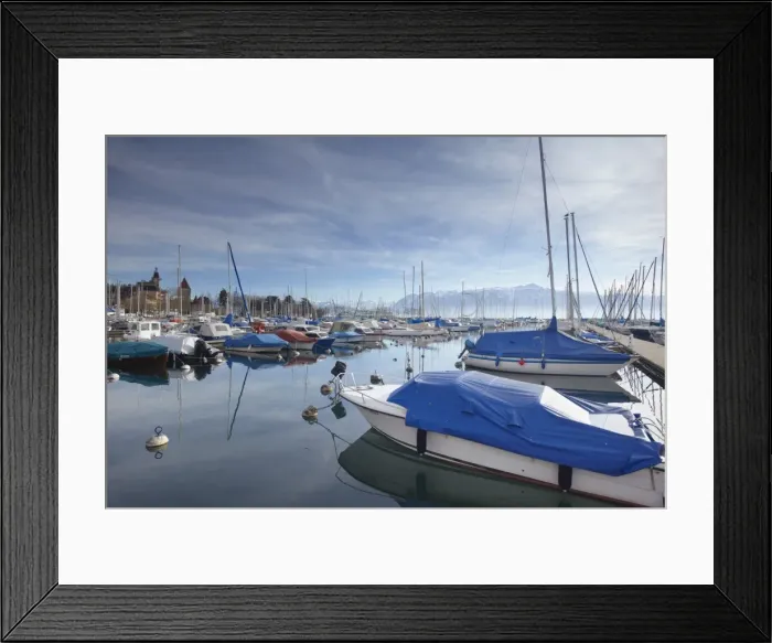 Framed Print : Boats in harbour, Ouchy, Lausanne, Vaud, Switzerland, Europe Framed Print : Boats in harbour, Ouchy, Lausanne, Vaud, Switzerland, Europe