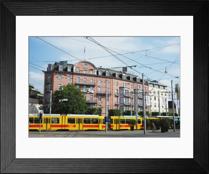 Framed Print : City center trams, Basel, Switzerland, Europe Framed Print : City center trams, Basel, Switzerland, Europe