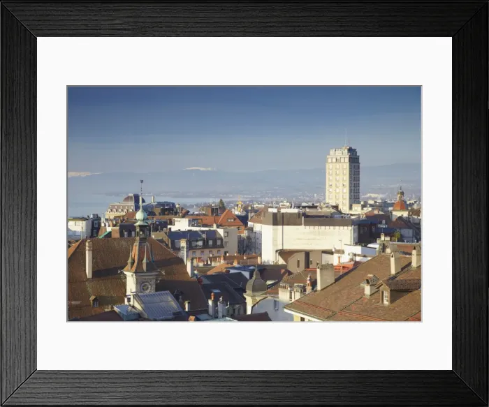 Framed Print : City skyline, Lausanne, Vaud, Switzerland, Europe Framed Print : City skyline, Lausanne, Vaud, Switzerland, Europe