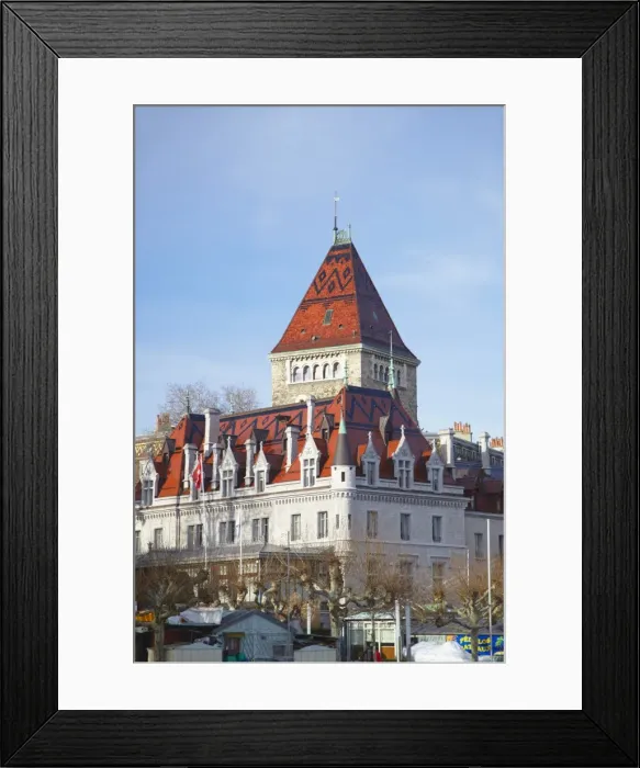 Framed Print : Le Chateau d Ouchy, Ouchy, Lausanne, Vaud, Switzerland, Europe