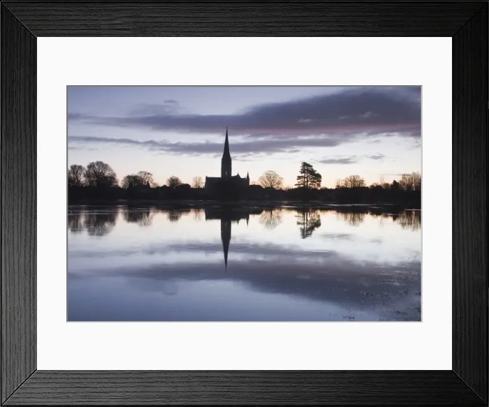 Framed Print : Salisbury cathedral at dawn reflecting in the flooded West Harnham Water Meadows, Salisbury, Wiltshire, England, United Kingdom, Europe Framed Print : Salisbury cathedral at dawn reflecting in the flooded West Harnham Water Meadows, Salisbury, Wiltshire, England, United Kingdom, Europe
