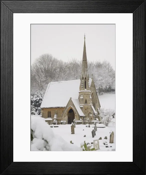 Framed Print : Box cemetery chapel after heavy snow, Box, Wiltshire, England, United Kingdom, Europe Framed Print : Box cemetery chapel after heavy snow, Box, Wiltshire, England, United Kingdom, Europe