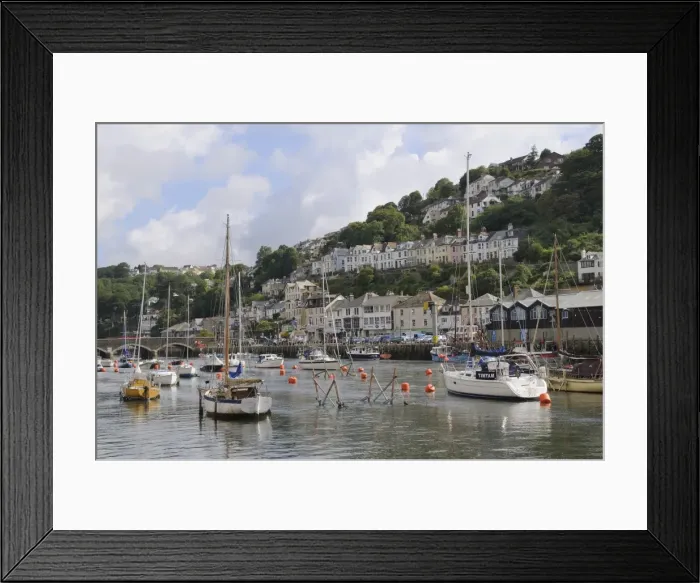 Framed Print : Sailing yachts, pleasure boats and fishing boats moored in Looe harbour, Cornwall, England, United Kingdom, Europe Framed Print : Sailing yachts, pleasure boats and fishing boats moored in Looe harbour, Cornwall, England, United Kingdom, Europe