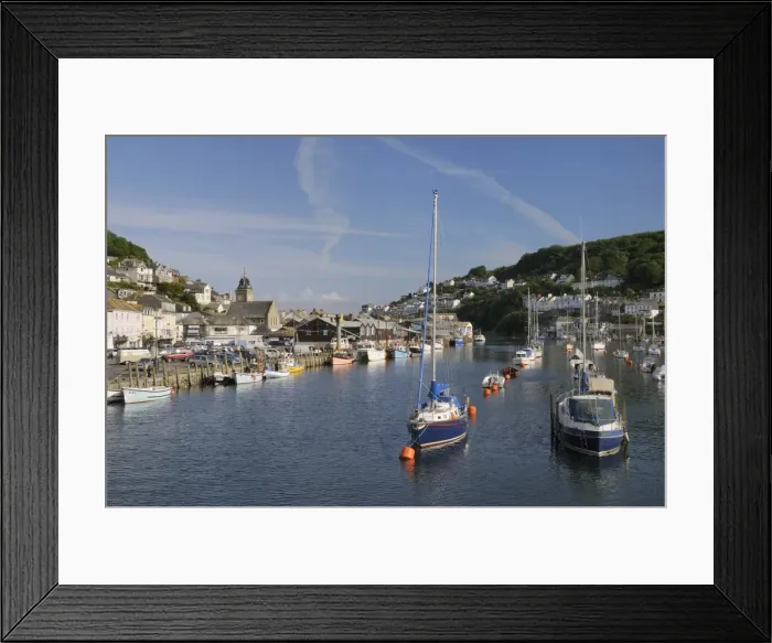 Framed Print : Sailing yachts and fishing boats moored in Looe harbour, Cornwall, England, United Kingdom, Europe Framed Print : Sailing yachts and fishing boats moored in Looe harbour, Cornwall, England, United Kingdom, Europe