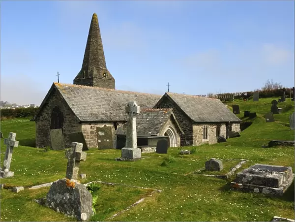 St. Enedoc Church where Sir John Betjeman, Poet Laureate, is buried, Trebetherick, Cornwall, England, United Kingdom, Europe