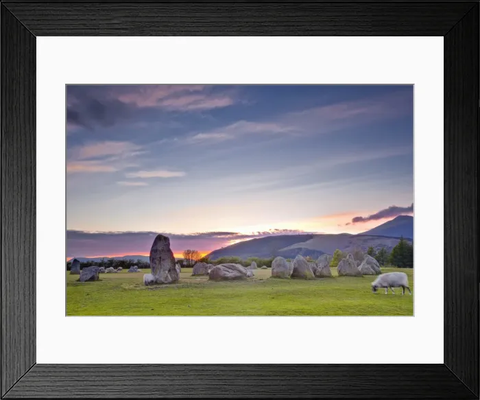 Framed Print : Castlerigg Stone Circle at sunset, Lake District National Park, Cumbria, England, United Kingdom, Europe Framed Print : Castlerigg Stone Circle at sunset, Lake District National Park, Cumbria, England, United Kingdom, Europe