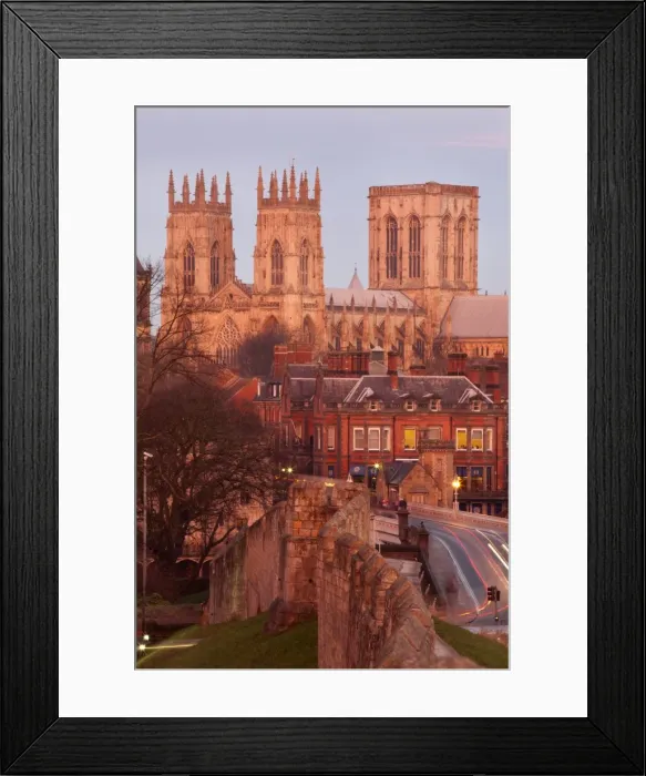 Framed Print : York Minster from the City Wall in twilight, York, Yorkshire, England, United Kingdom, Europe Framed Print : York Minster from the City Wall in twilight, York, Yorkshire, England, United Kingdom, Europe