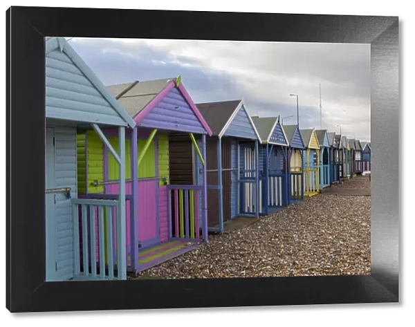 Beach huts at Herne Bay, Kent, England, United Kingdom, Europe