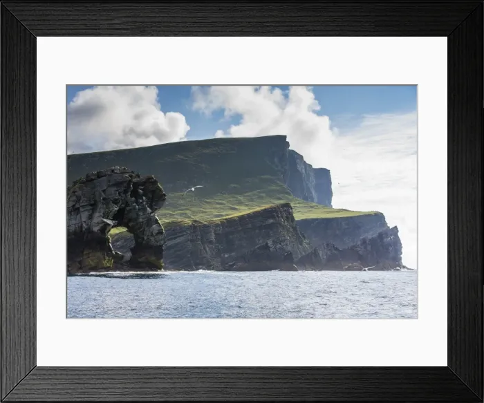 Framed Print : Rock formation known as Gadas Stack on Foula Island, Shetlands, Scotland, United Kingdom, Europe Framed Print : Rock formation known as Gadas Stack on Foula Island, Shetlands, Scotland, United Kingdom, Europe