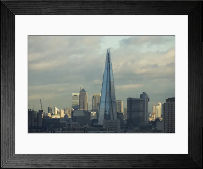 Framed Print : Early morning, Shard Tower, designed by Enzo Piano, Canary Wharf in the background, London, England, United Kingdom, Europe Framed Print : Early morning, Shard Tower, designed by Enzo Piano, Canary Wharf in the background, London, England, United Kingdom, Europe