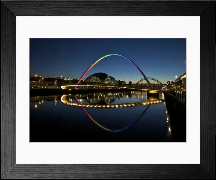 Framed Print : Gateshead Quays with Sage Gateshead and Millennium Bridge at night, Tyne and Wear, England, United Kingdom, Europe Framed Print : Gateshead Quays with Sage Gateshead and Millennium Bridge at night, Tyne and Wear, England, United Kingdom, Europe