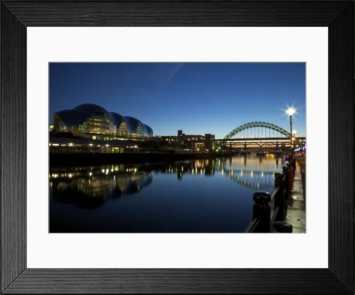 Framed Print : Gateshead Quays with Sage Gateshead and Tyne Bridge at night, Tyne and Wear, England, United Kingdom, Europe Framed Print : Gateshead Quays with Sage Gateshead and Tyne Bridge at night, Tyne and Wear, England, United Kingdom, Europe