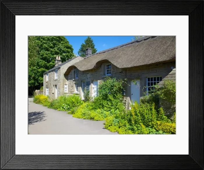 Framed Print : Thatched cottages, Baslow, Derbyshire, England, United Kingdom, Europe Framed Print : Thatched cottages, Baslow, Derbyshire, England, United Kingdom, Europe