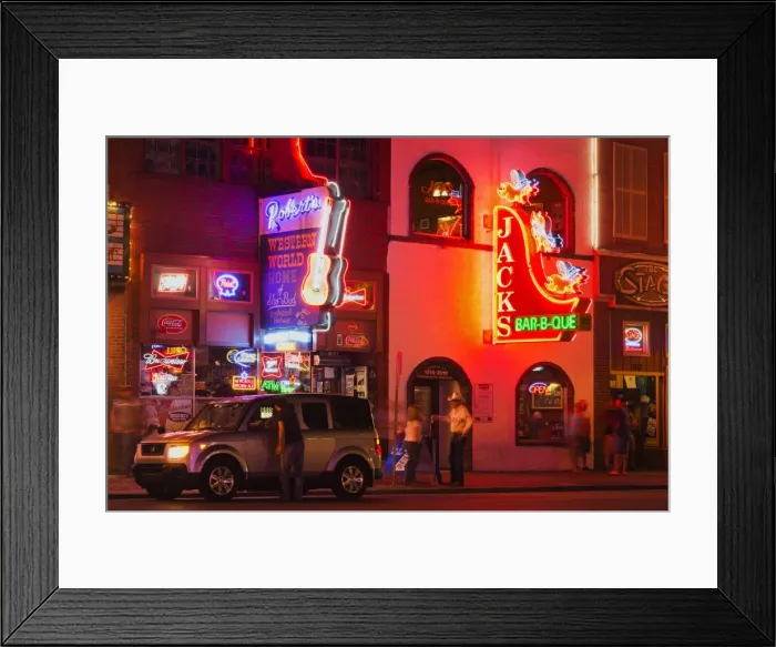 Framed Print : Neon signs on Broadway Street, Nashville, Tennessee, United States of America, North America Framed Print : Neon signs on Broadway Street, Nashville, Tennessee, United States of America, North America