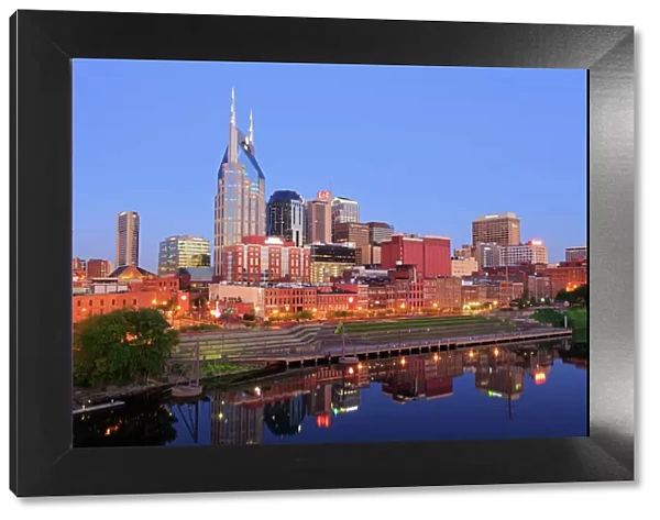 Cumberland River and Nashville skyline, Tennessee, United States of America, North America