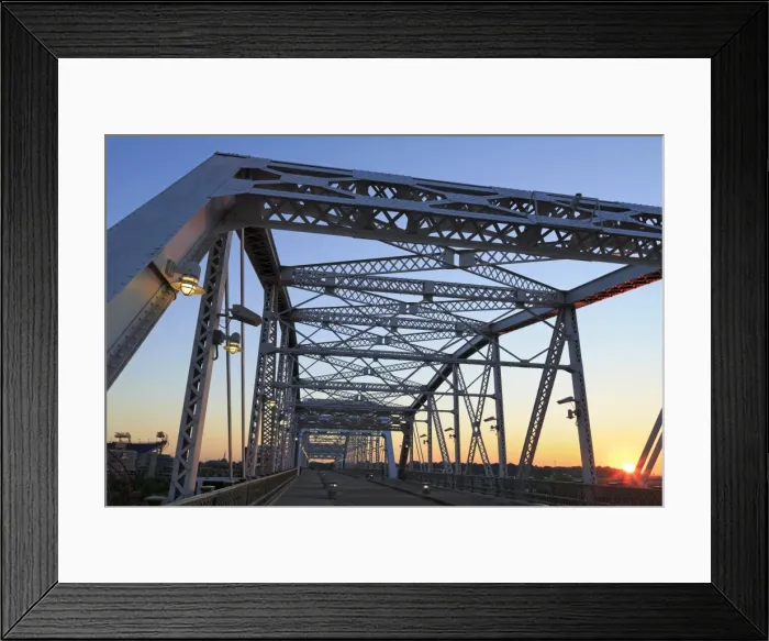 Framed Print : Shelby Bridge over the Cumberland River, Nashville, Tennessee, United States of America, North America