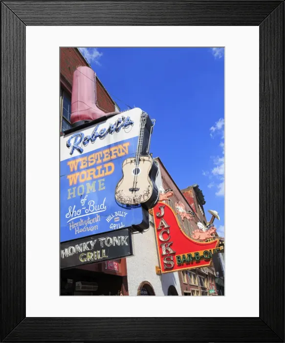 Framed Print : Signs on Broadway Street, Nashville, Tennessee, United States of America, North America Framed Print : Signs on Broadway Street, Nashville, Tennessee, United States of America, North America