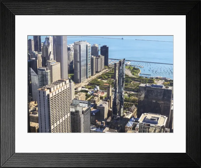 Framed Print : High angle view of Millennium Park and Lake Michigan, Chicago, Illinois Framed Print : High angle view of Millennium Park and Lake Michigan, Chicago, Illinois
