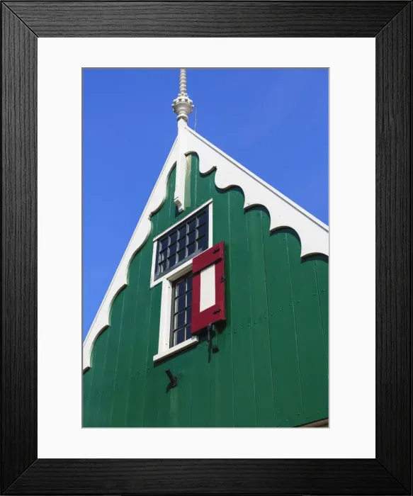 Framed Print : Preserved historic house in Zaanse Schans, a village and working museum on the banks of the river Zaan, near Amsterdam, Zaandam, North Holland, Netherlands, Europe Framed Print : Preserved historic house in Zaanse Schans, a village and working museum on the banks of the river Zaan, near Amsterdam, Zaandam, North Holland, Netherlands, Europe