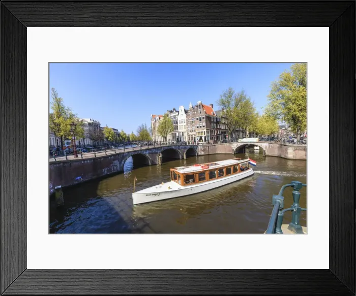 Framed Print : Tourist boat on the Keizersgracht Canal, Amsterdam, Netherlands, Europe Framed Print : Tourist boat on the Keizersgracht Canal, Amsterdam, Netherlands, Europe