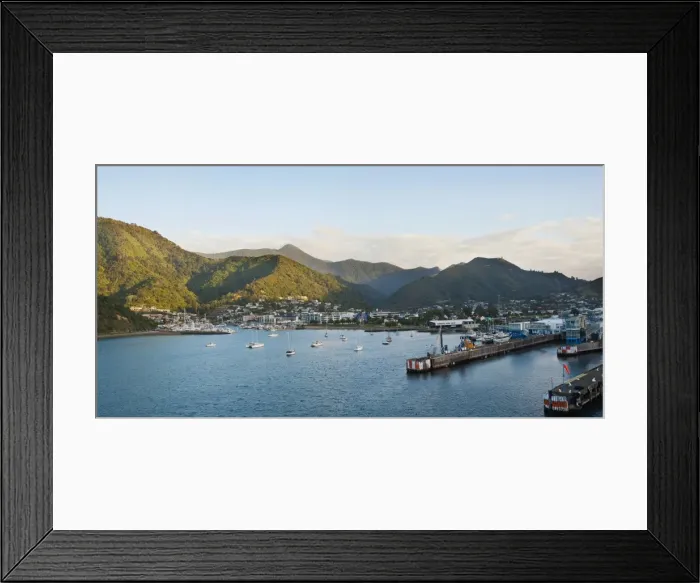 Framed Print : Boats in Picton Harbour and the town centre, Picton, Marlborough Region, South Island, New Zealand, Pacific Framed Print : Boats in Picton Harbour and the town centre, Picton, Marlborough Region, South Island, New Zealand, Pacific